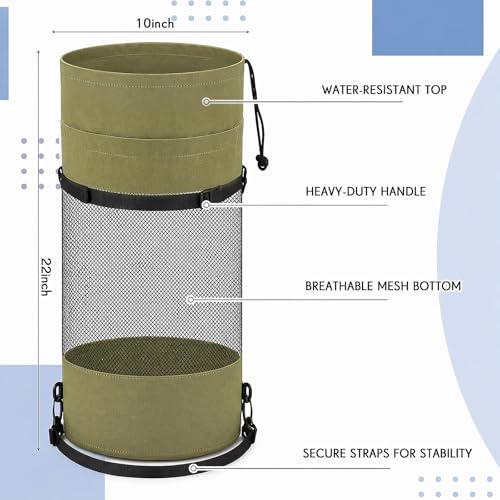 Portable Boat Trash Bag Boat Accessories Container Outdoor Medium Hoop Mesh Trash Bag Reusable Garbage Container Cabin Storage for Men Women Kayak Camper Fishing (Olive Green / Classic Style)