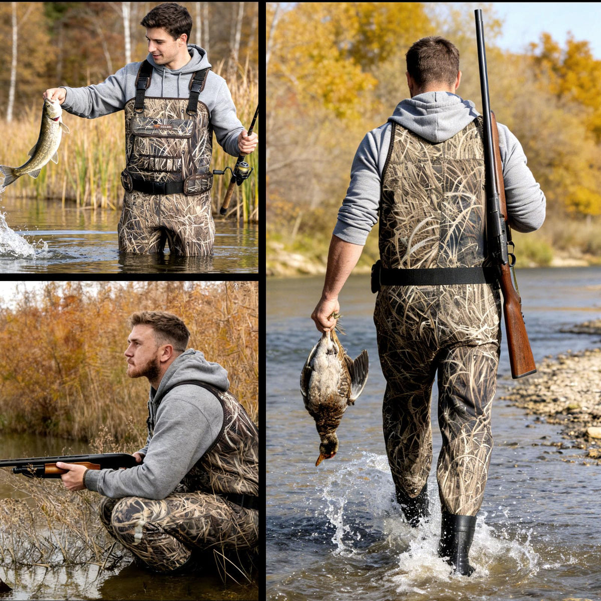 Hunting Waders with 600G Insulated Boots (Waterweed Camo / M11)