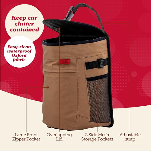 Spill Proof Car Trash Can (2.5 Gal 1-Pack / Tan)