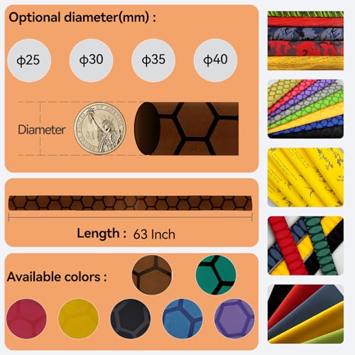 Hex Pattern Handle Heat Shrink for Fishing Rod (30mm dia. x 5.25 ft long / Brown)