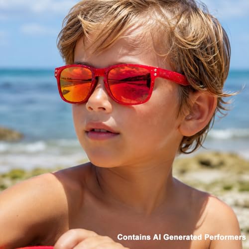 3 Pack Kids Sunglasses Polarized UV Protection Shades for Boys and Girls (A06-red+blackblue+whiteblue)