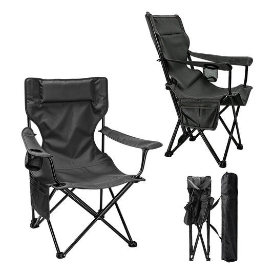 Camping Chairs 2Pack Beach Outdoor Chair for Adults Folding Lawn Chair with Cup Holder (Black)