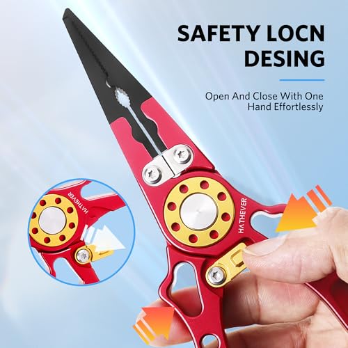 Aluminum Fishing Pliers Hook Remover with Tungsten Carbide Cutters (Red)