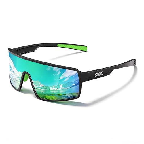 Polarized Sports Sunglasses Men and Women Running Sun Glasses (Green)