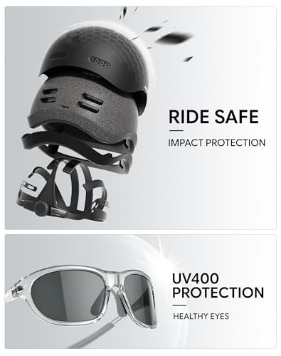 Adjustable Adult Bike Helmet and Sunglasses Set for Women and Men