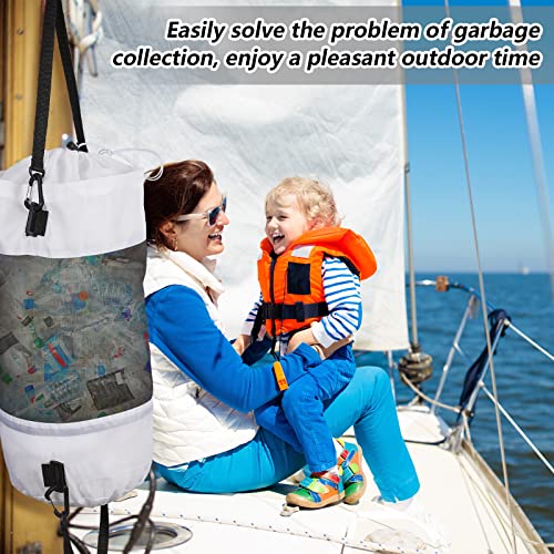 3 Pack Boat Trash Bags Portable Boat Accessories Mesh Trash Bags Reusable Garbage Can for Kayak Pontoon Camper Fishing Outdoor Storage Cabin (Black, Gray, White)