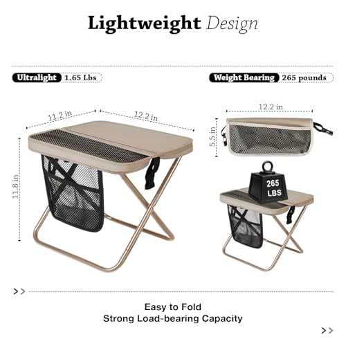 Portable Folding Stool for Adults (Khaki)