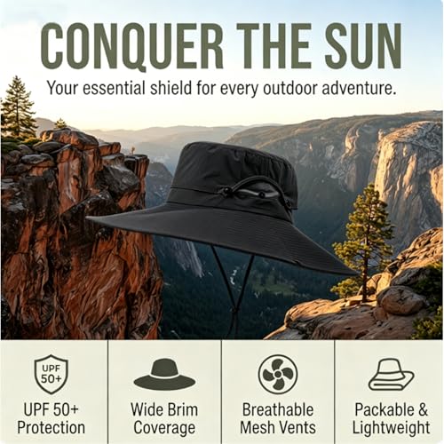Fishing Sun Hat for Men UPF 50+ Wide Brim Boonie Hats for Summer
