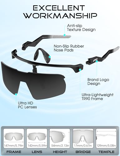 Lightweight Running Sunglasses Women Men Wrap Around UV400 Sports (2026-black Frame-grey Lens /Not Mirrored)