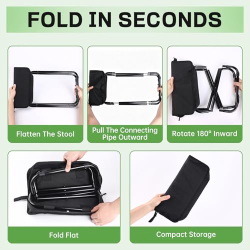 Lightweight Aluminum Portable Folding Stool for Adults (Black)