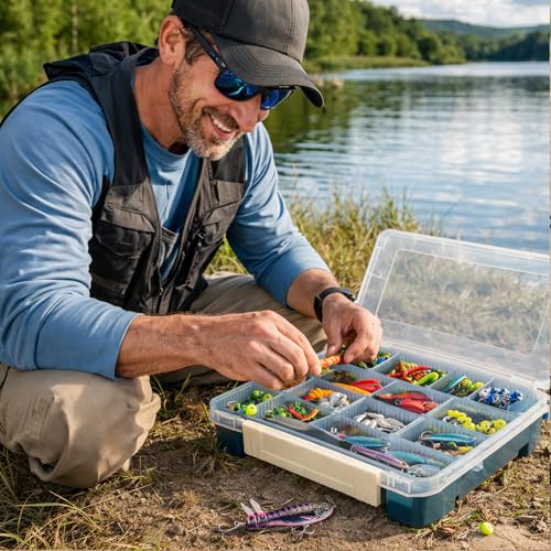 Waterproof Fishing Tackle Box Organizer with Removable Dividers Sturdy Lure Storage Box and Terminal Tackle Storage 3600 Tackle Trays
