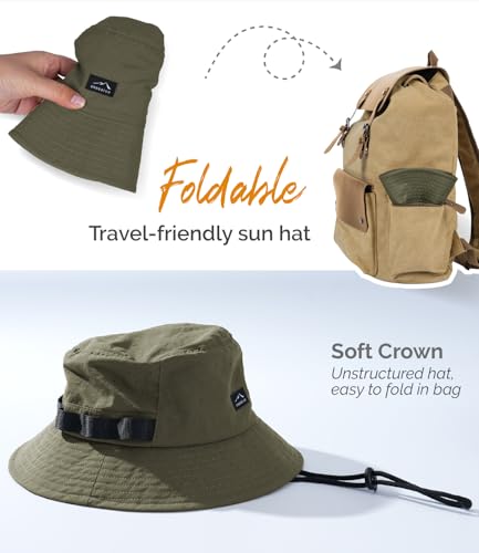 Mens Bucket Sun Hats (One Size / Olive Green)