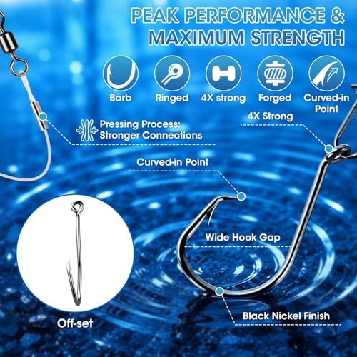 3/6PCS Pre-Tied Fish Finder Rig for Surf Fishing Saltwater Fish Finder Rigs for Shark Bluefish Stripers Bass Surf Fishing Tackle & Gear with 90LB Leader Line, Float, Circle Hook 6/0 8/0
