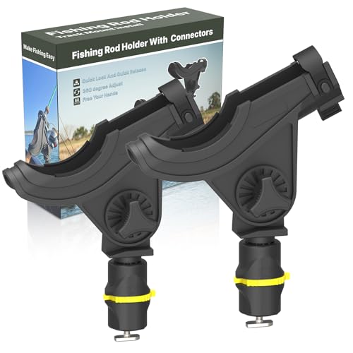 Track Mount Fishing Rod Holder with 360° Adjustable Kayak Track Adapter for Kayak & Boat (Rod Holder - 2 Pack)