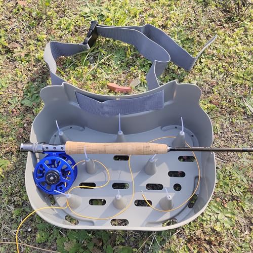 Fly Line Basket Authentic Danish Fisker Design Fishing Stripping Basket Ergonomic Smooth Curved Super Light Tangles with Silicone Spike (New Grey)