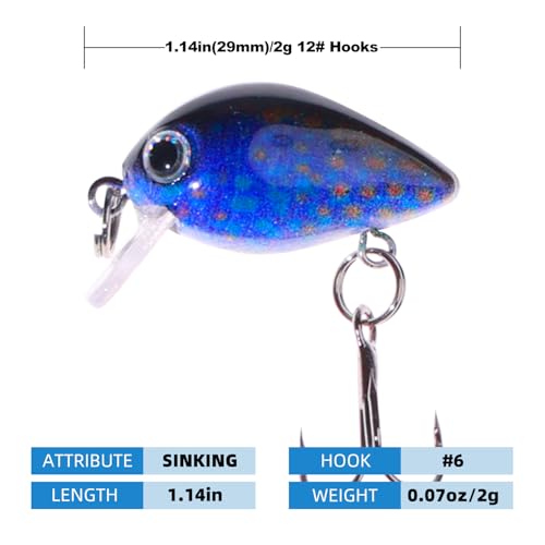 10PCS Micro Crankbait Fishing Lures Work Well (E1(1.1in 0.07oz))