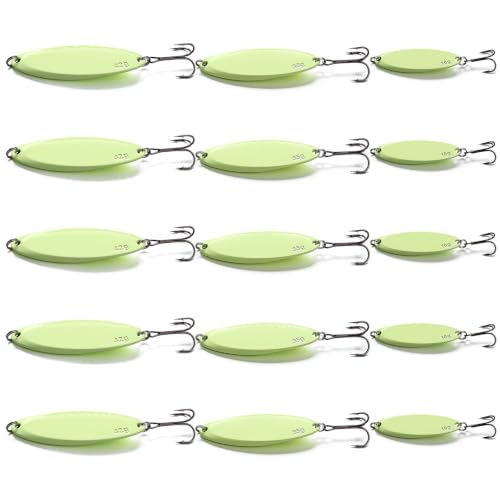 15 Pcs Glow in The Dark Fishing Lures with Treble Hook Jigs