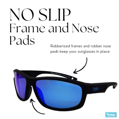 Zilkers Floating Polarized Sports Sunglasses for Men (Black Frame/ Blue Mirror Lens)