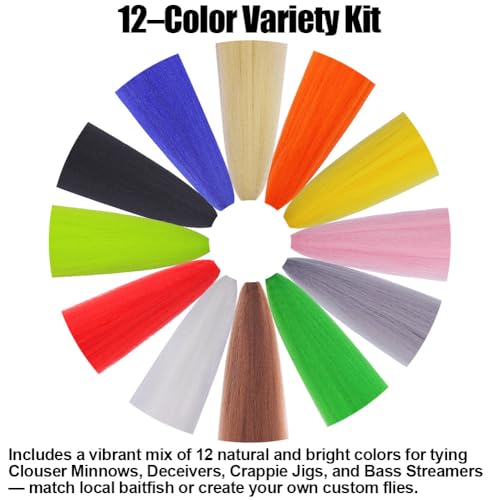 Faux Bucktail Fly Tying Materials Kit (12-Color Set)