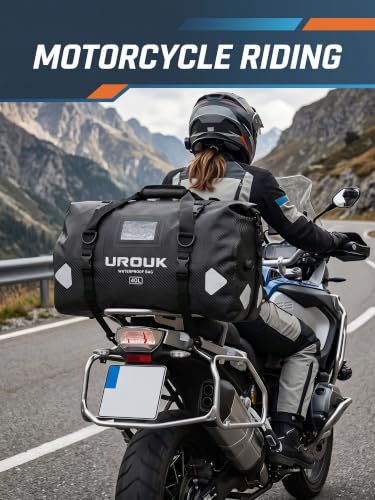 Waterproof Duffel Bag 40L 65L 90L Large Motorcycle Dry Bag Backpack (Carbon Fiber Black / 40L)
