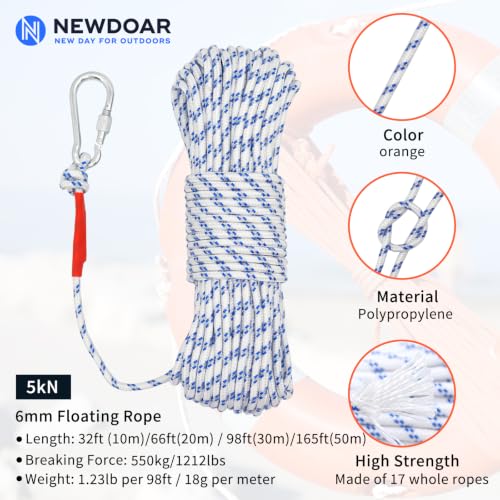 6mm Marine Floating Rope High (White / 33FT-10M)