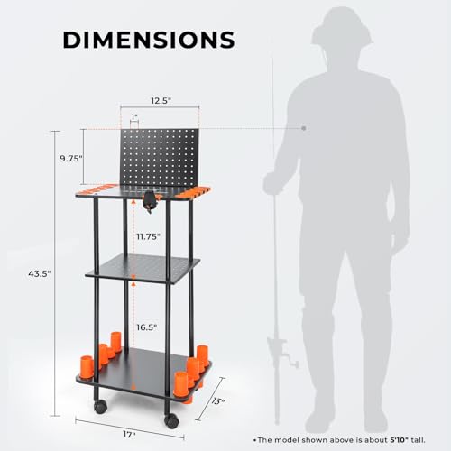 Gear Trolley Mobile Fishing Rod Holder for Garage