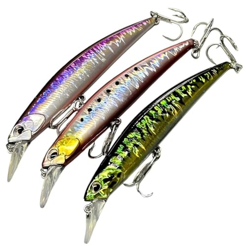 3pcs Iridescent Minnow Fishing Lures Set