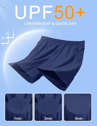 Men's Hiking Fishing Shorts UPF 50+ Quick Dry Lightweight 6" Summer Casual Shorts with Zipper Pockets RoyalBlue (Small / Royalblue)