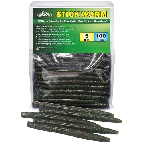 Wacky Worms Soft Plastic for Bass Fishing Lures (1-Watermelon w/red flake / 5")