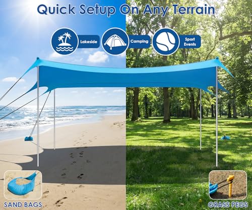 Beach Tent 14x11 FT UPF 50+ Sun Shelter