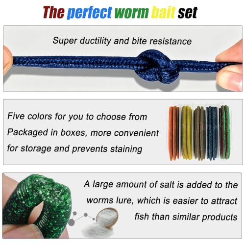 40PCS 5.5" Senko Worms for Bass Fishing Kit