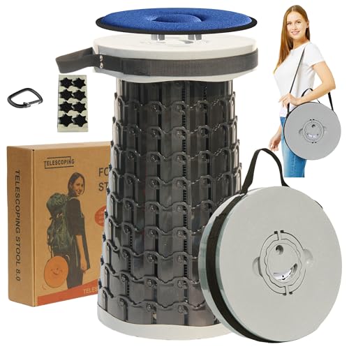 2026 Upgraded XXL 19.7" Collapsible Stool with Cushion (Grey-xxl / XX-Large)