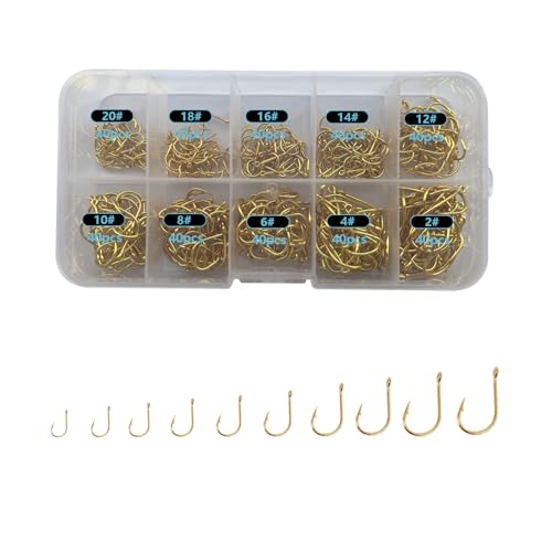 Small Fishing Hooks for Freshwater (400pcs (#2-#20) / Gold)