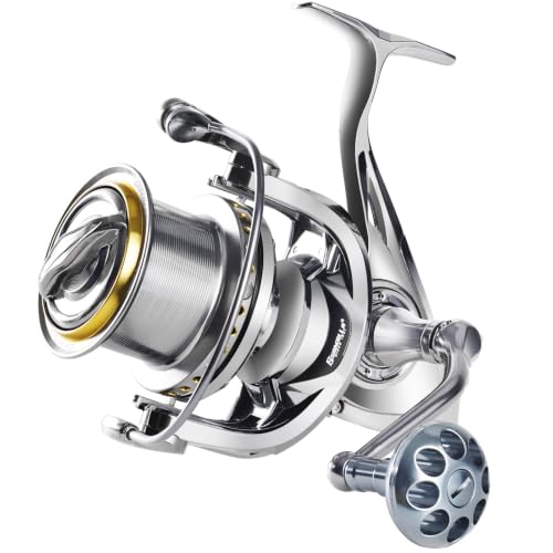 Heavy Duty Spinning Reel Metal Body with CNC Machined Spool 55LB Max Drag 8
