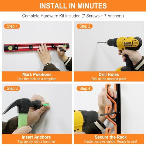 Horizontal Fishing Rod Pole Holders for Garage Wall and Ceiling
