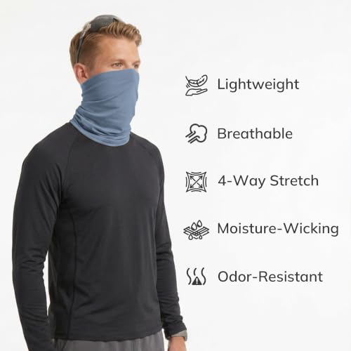 Unisex UPF 50+ Bamboo Viscose Neck Gaiter 2 Pack (Black/Steel Blue)