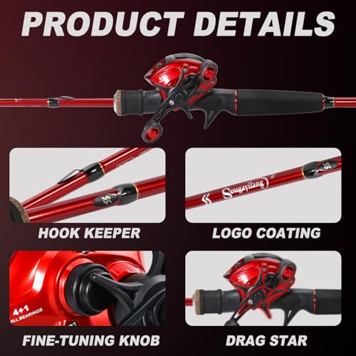 Twin Tip Fishing Rod and Reel Combo (C:RED18Q-L COMBO / 5.9FT)