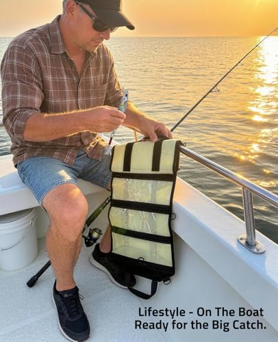6 Pocket PVC Mesh Fishing Lure Bag (Yellow / Small)