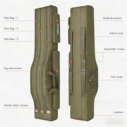 3 Layers Fishing Pole Bag (Green / 150cm/59in)