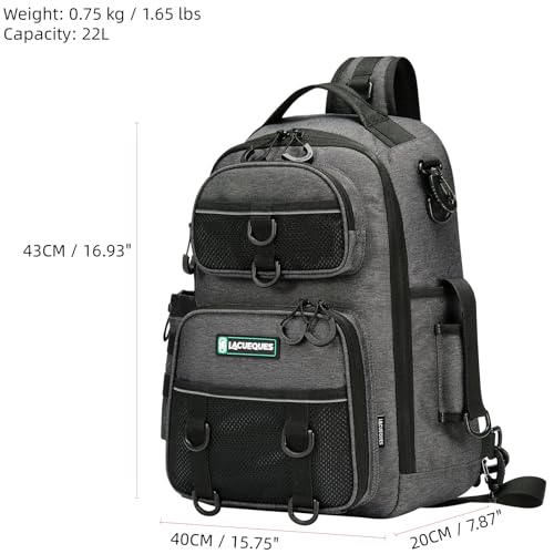 22L Wading Fishing Tackle Sling Bag (Grey)