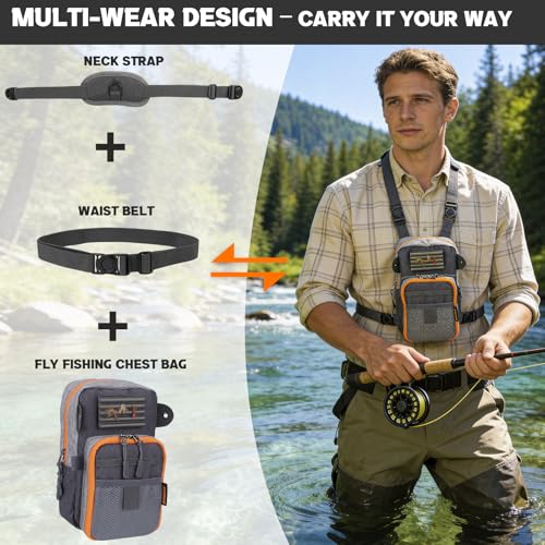 QulayQualy Fly Fishing Bag Chest Pack with WorkStation (Grey)