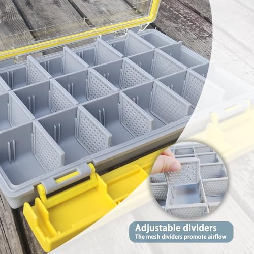 Waterproof Fishing Tackle Box Organizer with Removable Dividers Sturdy Lure Storage Box and Terminal Tackle Storage 3600 Tackle Trays (Orange(10.75”×7.13”×1.8”))