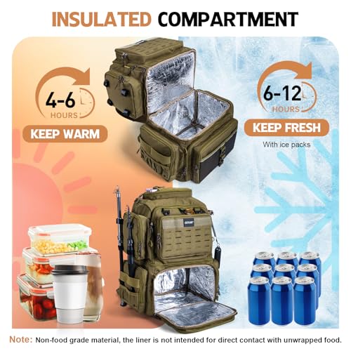 Fishing Tackle Backpack with Cooler (53L Khaki)