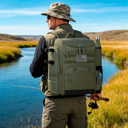 40L Tackle Fishing Backpack with 2 Rod Holders (Green)