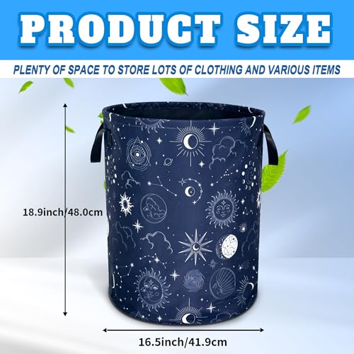 Night Sun Stars Moon Laundry Basket Foldable Oxford Cloth 18.9 x 16.5 Inch (Night Sun Stars Moon)
