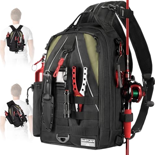 Fishing Backpack with Rod Holder (Black)