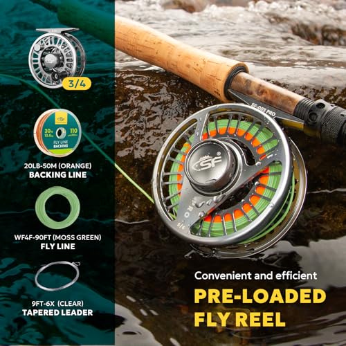 SF 003 Pro Fly Fishing Reel for Freshwater (Gunmetal Gray/Moss Green / 3/4wt)