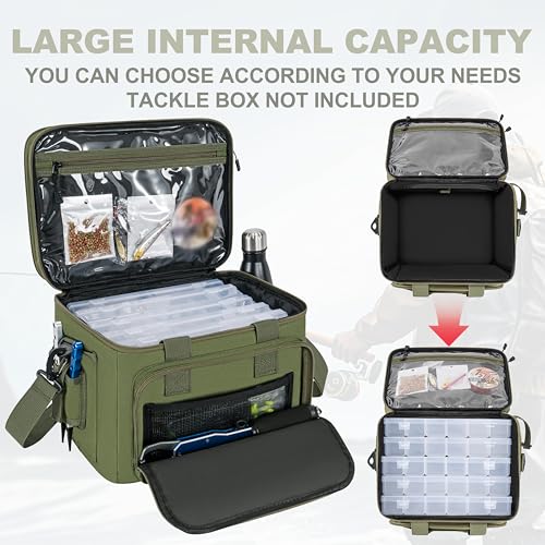 Fishing Tackle Bags (Olive Drab Green / S (Stores 6 Fishing Tackle Boxes))