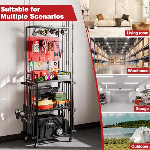 Fishing Rod Holders for Garage (Red)
