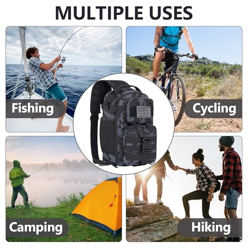 Fishing Sling Bag Backpack (Standard / Sling Backpack / Black Camo)
